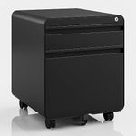 Dripex 2-Drawer Mobile File Cabinet, Lockable Rolling Metal Filling Cabinet with Hanging File Frame for A4/Letter/Legal, Anti-tilt Design Home Office Fully Assembled except Casters, Black