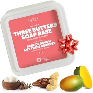 Skin Said Yes 5Lb Three Butters Soap Base (Shea, Mango & Cocoa Butter) - Melt and Pour Soap Making Supplies - SLS/SLES Free, No Palm Oil, Organic - Extra Moisturizing - Perfect for DIY Projects