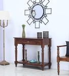 Vivek Wood Solid Sheesham Wood Console Table for Living Room | Wooden Side Entrance Table for Home with Drawer & Shelf Storage | Entryway/Foyer Table | Rosewood, Walnut Brown