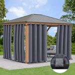 BTTO Patio Outdoor Curtains Waterproof Weatherproof,UV and Fade Resistant Outside Curtains for Gazebo,Front Porch,Pergola,Eyelets Rod Pocket Tap Bottom,Dark Gray,2Panels