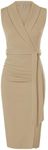 GRACE KARIN Women's Wear to Work Dress 2024 Surplice Neck Sleeveless Ruched Wrap Office Pencil Dresses Khaki