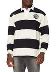 Guinness Rugby Shirt With Brewed In Dublin Crest Badge, Cream And Black Stripes