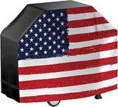 Grill Cover for Outdoor Grill, BBQ Grill Cover, Grill Cover 64 Inch, Waterproof Barbecue Gas Grill Cover, Small to Large Durable and Convenient Heavy Duty Universal Grill Covers - US Flag 64 Inches