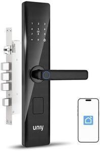 UNIY 810 Smart Digital WiFi App Door Lock (No Extra Wi-Fi Gateway Required)Fingerprint-PIN-OTP-RFID-Card&Manual Key|Child Lock|5 Bolt Strong Mortis|Suitable for Minimum 35 mm Wooden Doors(Black,Metal)