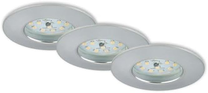 Briloner Leuchten 7204-039 LED Einbauleuchte, Spots, Deckenstrahler, Deckenspot, Lampen Wohnzimmer, 230v, 5 Watt, 400 Lumen, Badezimmer geeignet IP44, energiesparend, 3er Set, rund, aluminium
