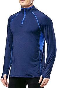 Hommes Sports Running Actif T-Shirts Faire des Exercices Longue Manche Jersey avec Pouce des Trous Bleu M