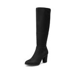 DREAM PAIRS Women's Chunky High Heel Pointed Toe Knee High Boots,Size 9,Black,MIDLEG