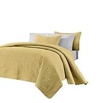 Chezmoi Collection Austin 3-Piece Oversized Bedspread Coverlet Set (Queen, Yellow), Microfiber