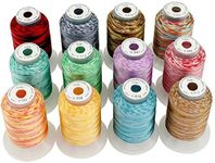 New brothread 12 Colors Variegated Polyester Embroidery Machine Thread Kit 500M (550Y) Each Spool for Brother Janome Babylock Singer Pfaff Bernina Husqvaran Embroidery and Sewing Machines - Assortment 2