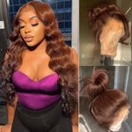 360 Lace Front Wigs Human Hair Pre Plucked Chocolate Brown Lace Front Wig 200 Density HD Body Wave Lace Front Wigs Human Hair 360 Wig Human Hair Full Lace For Women 26 Inch