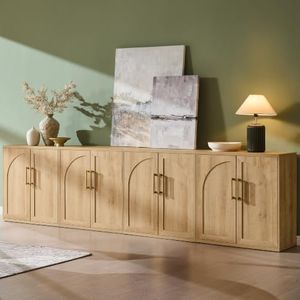 ACCOHOHO Arched Door Sideboard Buffet Cabinet Set of 4, Natural Oak