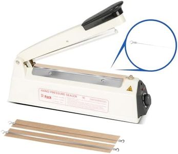 R-PACK Impulse Heat Sealer with Cutter, Heavy-Duty Bag Sealing & Cutting Machine, 2 Extra Replacements (White, 8-Inch)