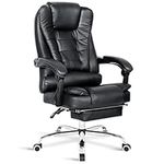 Blisswood Executive Office Chair With Footrest & Lumbar Support Ergonomic Recliner Computer Desk Chair Adjustable Back Rest Heavy Duty 360° Swivel Chair Black for Home Office