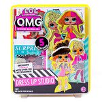 LOL OMG Dress Up Studio by Horizon Group USA, Decorate 4 Dolls With Over 100 Accessories, DIY Fashion Craft Kit, Mix & Match Fabrics & Patterns, Use Gemstones, Stickers & More, multi