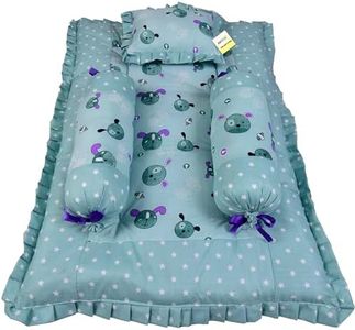Kwitchy Baby Bedding Set New Born Bed | Sleeping Bed | Cotton Mattress | Cot Bedding | Gadda Set | Pillow & Bolsters (0-6 Months) Green
