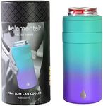 Elemental Insulated Slim Can Cooler, Triple Wall Stainless Steel Skinny Can Cooler - Drink Cooler Insulator for 12oz Skinny Seltzers, Beer, Soda Cans - Mermaid