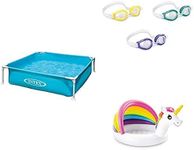 Intex Mini Frame Baby Pool, Blue + Intex Swimming Goggle + INTEX Unicorn Baby Pool, Green, Pink, yellow