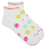 K. Bell Women's Fun Sport Ankle Socks-1 Pairs-Cool & Cute Novelty Gifts, Tennis Takes Balls (White), 3.5-9 UK