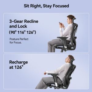 SIHOO M57 Ergonomic Mesh Office Chair – Adjustable Lumbar, 3D Armrests, Grey