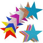 SZCXDKJ 80 Pieces Glitter Star Cutouts Paper Star Confetti Cutouts for Bulletin Board Classroom Wall Party Decoration Supply, 6 Inches Length, 8 Colors