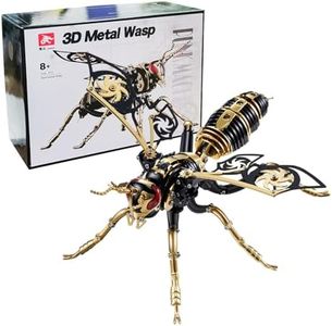 3D Metal Puzzles for Adults Mechanical Wasp Model kit DIY Steampunk Insect Assemble Jigsaw Stainless Steel Building Blocks Craft Toys (Wasp Model-Black Gold)