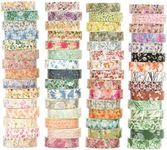 YUBX Flowers Washi Tape Set 60 Rolls Floral Patterns Decorative Skinny Blooms Masking Tapes for Arts, DIY Crafts, Journals, Planners, Scrapbook, Wrapping