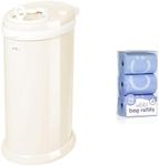 Ubbi Steel Diaper Pail and Refill Bags Bundle for Odor Control and Easy Disposal