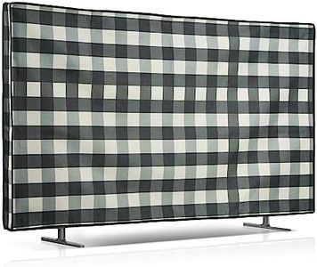 kwmobile Dust Cover for 49-50" TV Dust Cover - Linen Fabric TV Protector - Check Stripes Black/Light Grey/White