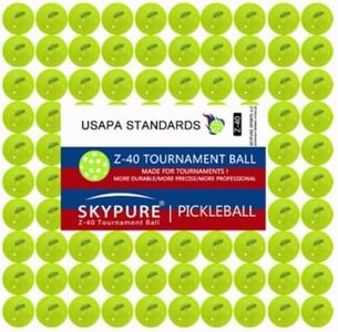 SKYPURE Z-40 Tournament Pickleball Ball, One-Pice molding,High-Visibility Bright Green, 40 Hole Textured Surface for Consistent Bounce, for All Skill Levels (100 Count Tournament Balls Yellow, 100)