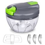 AUAUY Manual Food Chopper Pull String, Hand Food Shredder with Stainless Steel Blades, Vegetable Chopper, Onion Cutter, Garlic Choppe, for Vegetables, Meat, Onions, Nuts and Lots More (520ml)