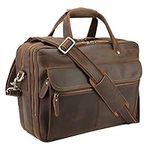 Polare 15.7" Thick Full Grain Italian Leather Laptop Business Briefcase Work Bag College Bag for Men