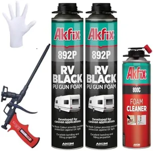 Akfix 892P Black Spray Foam Sealant (2x24oz)- UV Resistant Polyurethane Expanding Insulation, Waterproof, for RV, Pond, Waterfall & Landscape | Gun&Cleaner Included | 24oz 2 Pack