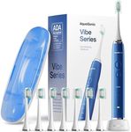 Aquasonic Vibe Series Ultra-Whitening Toothbrush – ADA Accepted Electric Toothbrush - 8 Brush Heads & Travel Case – 40,000 VPM Motor & Wireless Charging - 4 Modes w Smart Timer – Sapphire Blue