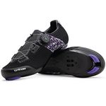 Tommaso Pista Stylish Women's Cycling Shoes, Road Bike, Indoor Cycling, Compatible with All Cleats, Black/Purple Elite, 8