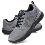 Mens Walking Shoes for Plantar Fasciitis, Orthopedic Sneakers for Men with Arch Support, Wide Toe Box Shoes for Pain Relief with Non Slip Rubber Sole, Grey, 12