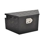 BATONECO 26 Inch Aluminum Trailer Tongue Tool Box, Heavy Duty Utility Tool Storage Box for Trailer Tongue with Lock and 2 Keys, 5 Bar Tread Pattern, 26"X13.3"X12", Black