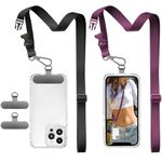 ROCONTRIP Phone Lanyard 2X Crossbody lanyard and 2X Patch Universal Cell Phone Strap Adjustable Neck Strap for Women Men Travel Shopping Walking(Black+Purple)