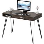 SHW Home Office Computer Hairpin Leg Desk with Drawer and Storage, Espresso