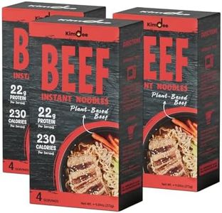 Kimdee High Protein Instant Raman Noodles, Plant-Based Protein, Vegan, Non-Fried, Non-GMO, 8.4 oz, 4 Servings per box | High Protein Noodles, Low Fat, Vegan, Not Fried, Non-GMO (Pack of 3 - Beef)