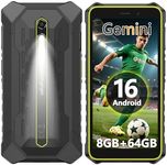 Rugged Smartphone, Ulefone RugKing 2 Pro Android 16 Unlocked Cell Phone, 8(4+4)GB+64GB/TF2TB, 5.45" HD+, 13MP+5MP Camera, 4550mAh, Water-Lock, Dock Charging, Al Assistant(Gemini), NFC/OTG/GPS - Green