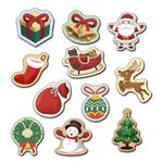 Mini Leaves Colorful Christmas Santa Claus Wooden Fridge Magnets Cut Outs Multicolor Set of 11| Festive Season Fridge Magnetic Toys for Kids 3 4 5 Years Kids