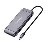 Portronics Mport 9C | Multiport USB Hub | Type C Connectivity Compatible with Windows Laptops & Macbooks | M1 air | 1000MBPS Ethernet Port | USB 3.0 | Support upto 100W PD Charging for Laptops(Silver)