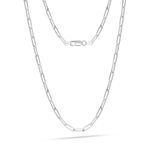 LeCalla 925 Sterling Silver BIS Hallmarked Italian PaperClip Link Chain Necklace for Women 24 Inches