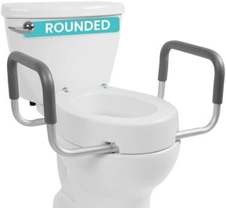 Vive Toilet Seat Risers for Seniors (Raised with Handles) Grab Bar Seat for Seniors - Options for Elongated & Standard Bowls - Elderly Handicap Medical Hip Replacement Surgery Lift, Easy Clean, White