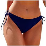 Women's Bikini Bottoms Swim Briefs Side Tie Low Waist Swimsuit Swim Bottom Solid Color Swimwear Bathing Suit Bottoms Swim Shorts (Navy-a, M)