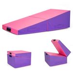 Gymnastics Mat Foldable Incline – Wedge Exercise Tumbling Mat with Carry Handles, Non Slip PU Leather, Yoga Mats for Home Fitness Aerobic Exercise Portable Training Mat for Kids