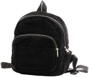 GOKTOW Small Mini Backpack for Women,Corduroy Tiny Backpack,Fashion Cute Bookbag Backpack Purse,Black