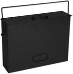 Metal Hot Ash Bucket with Lid Fireplace Fireside Storage Tidy Carrier Bin Box (Black)