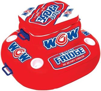 Wow Sports Inflatable Float Fridge Cooler - 30 qt - 4 Cup Holders - Zippered Lid - for Pools, Lakes & Oceans