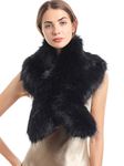 SoulYoung Faux Fur Collar Women's Neck Warmer Scarf Wrap (Black, 120cm;47.2in)